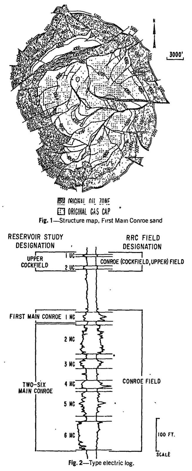 Isopach (net-pay) map of Conroe Field — Texas Railroad Commission hearing exhibit.