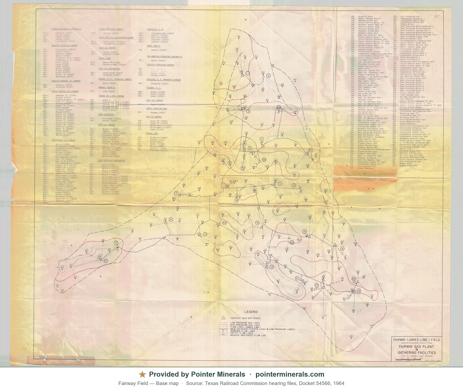 Field / well-spot map of Fairway Field, 1964 — Texas Railroad Commission hearing exhibit.