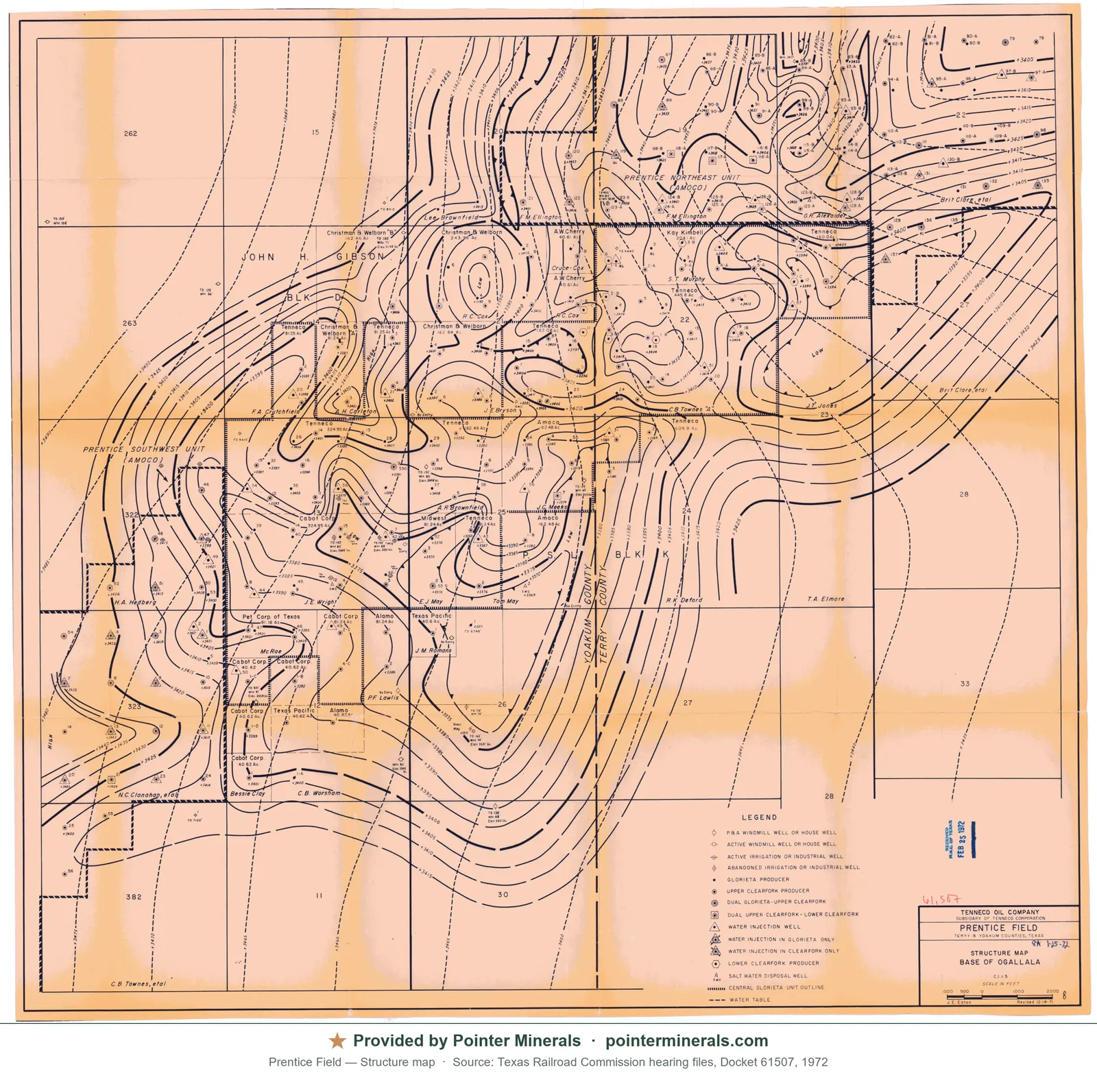 Structure map of Prentice Field — Texas Railroad Commission hearing exhibit.