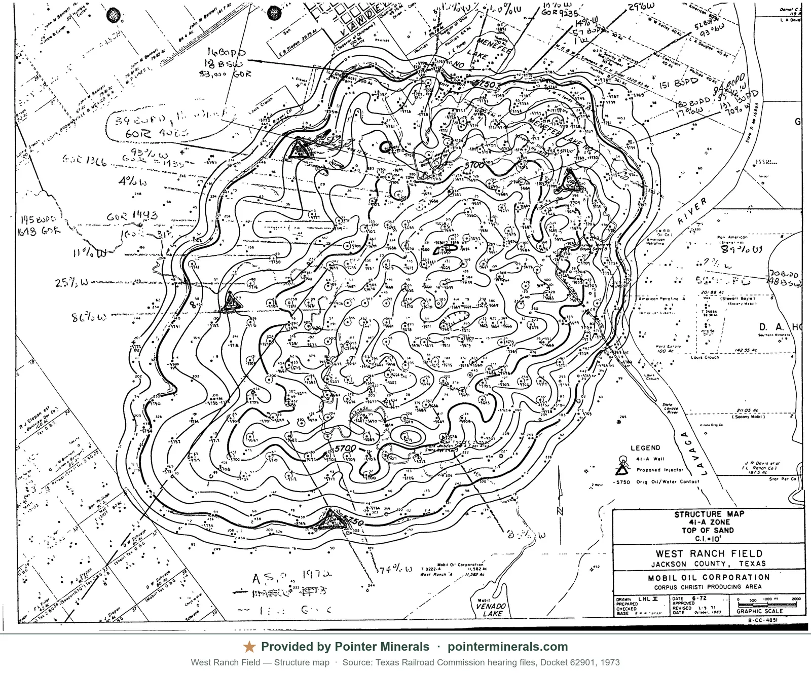 Structure map of West Ranch Field — Texas Railroad Commission hearing exhibit.