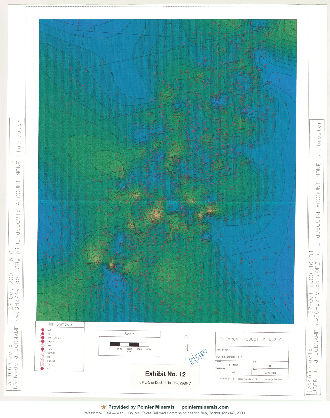 Contour map of Westbrook Field, 2000 — Texas Railroad Commission hearing exhibit.